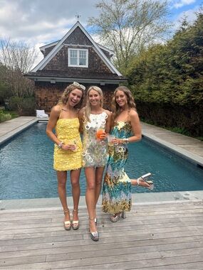 Milly Yellow Sequin Mini Dress with Spaghetti Straps